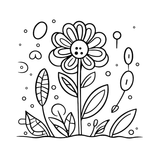 flowers coloring page line drawing day