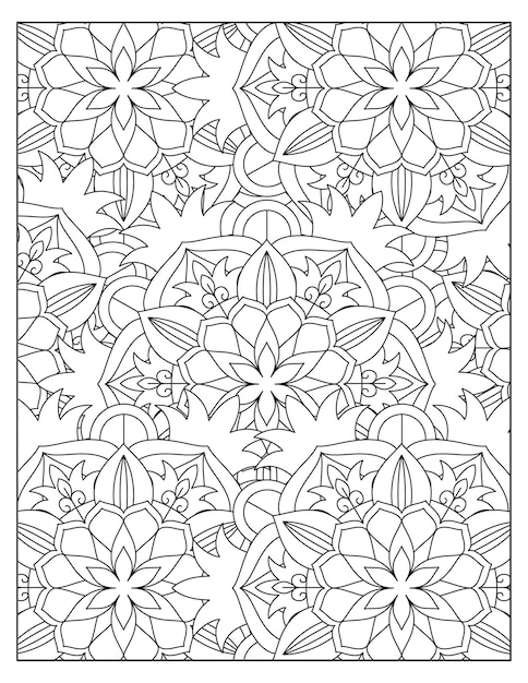 Flowers coloring page mandala pattern