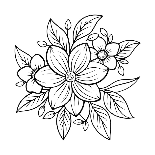 Vector flowers coloring pattern page kdp interiors line art black and white