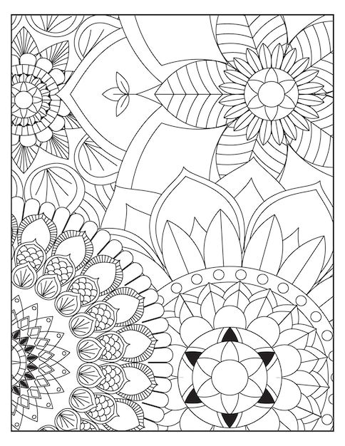 Flowers coloring pattern page KDP interiors