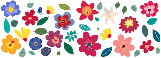 Flowers flat design set isolated vector