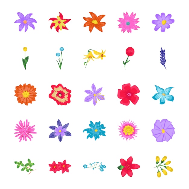 Flowers Flat Vector Icons