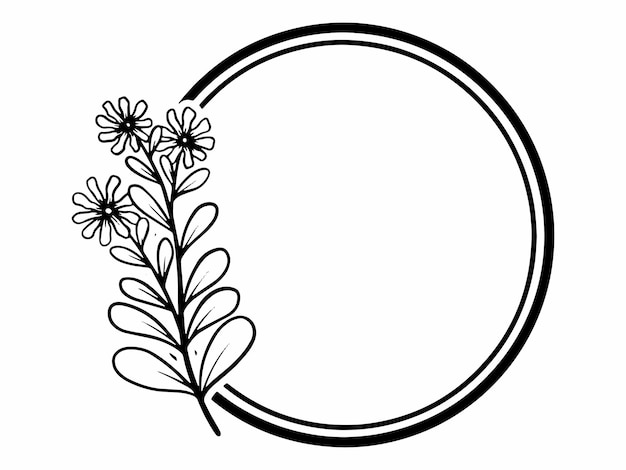 Flowers Frame Line Art Illustration