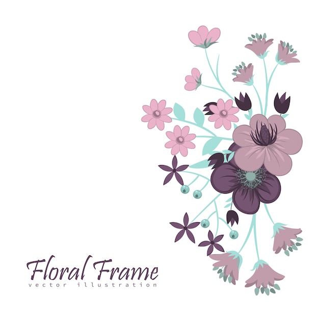 Flowers frame template. Vector illustration.