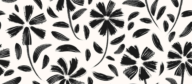 flowers hand drawn seamless pattern.