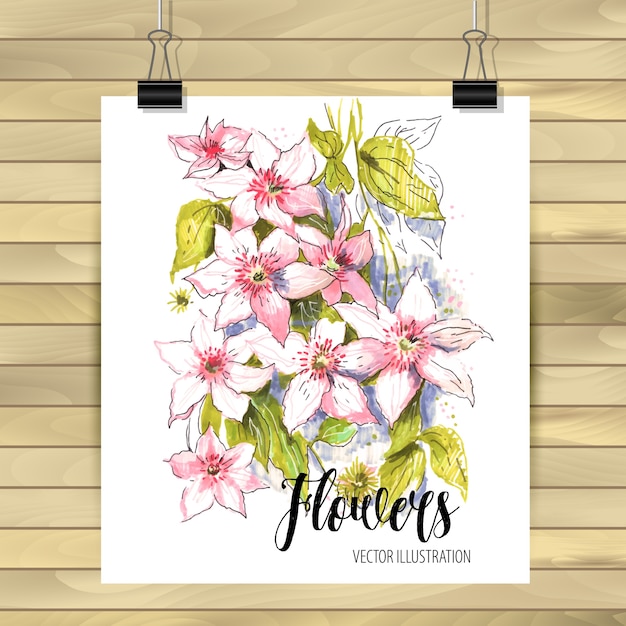 Flowers hand drawn vector card