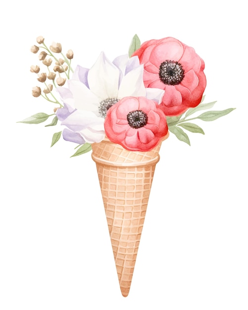 flowers in icecream cone