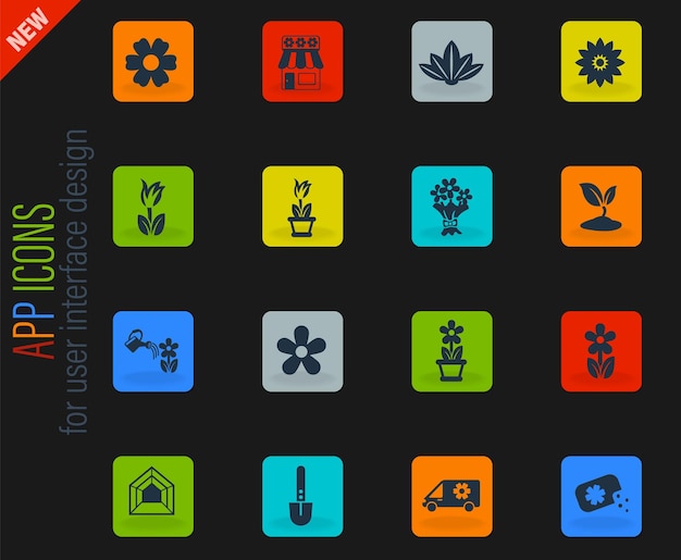 Flowers icon set