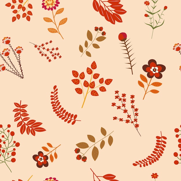 Flowers leaves seamless background vector