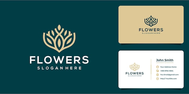 Flowers luxury logo design and business card