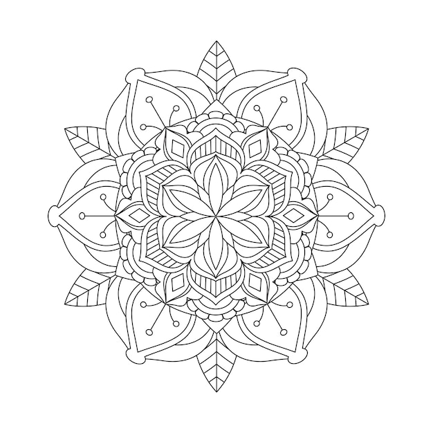 Flowers mandala coloring pattern design