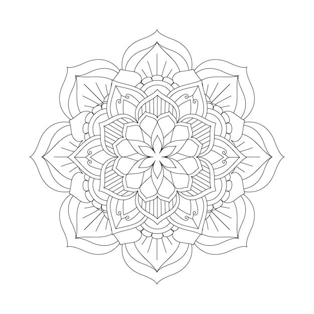 Flowers mandala coloring pattern design