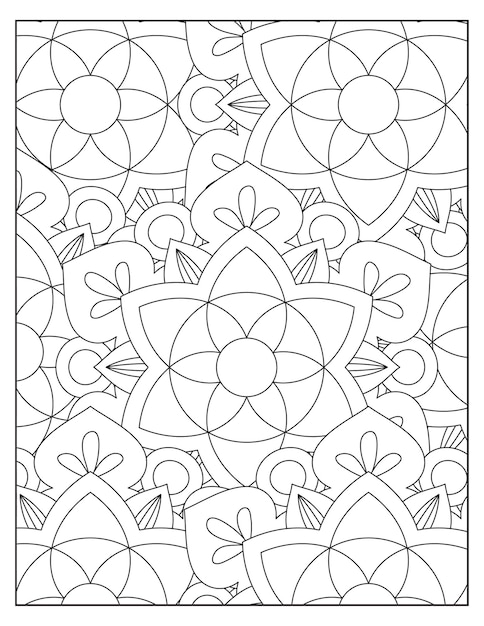 Flowers mandala coloring pattern design