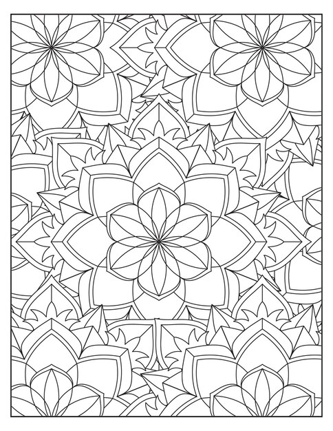 Flowers mandala coloring pattern design