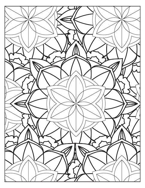 Flowers mandala coloring pattern design