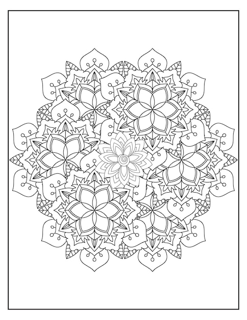 Flowers mandala coloring pattern design