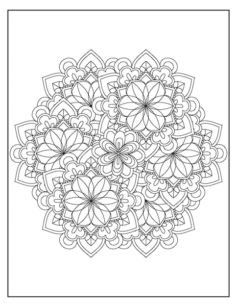 Flowers mandala coloring pattern design