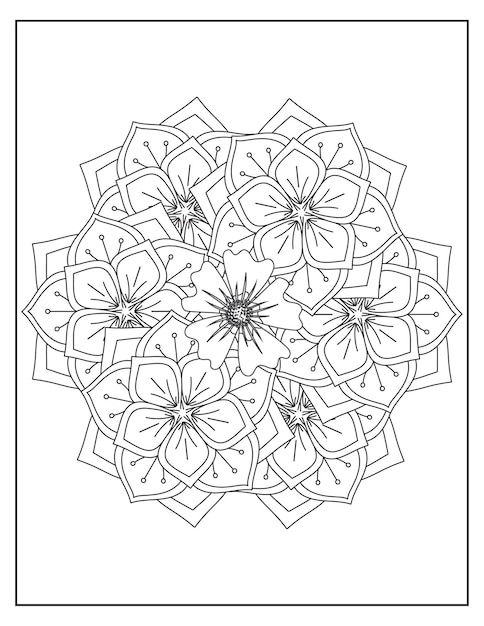 Flowers mandala coloring pattern design