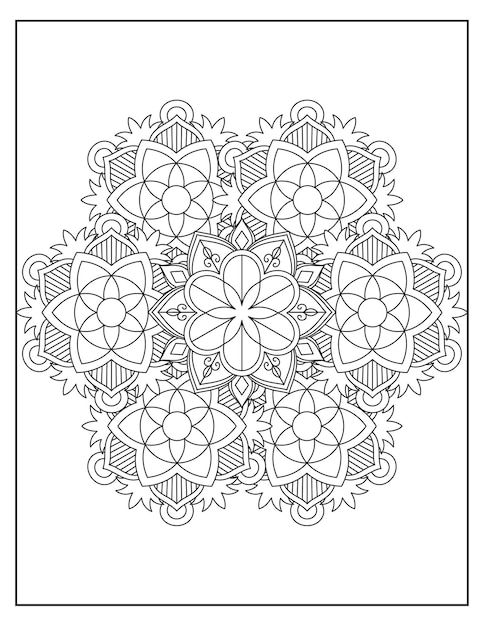 Flowers mandala coloring pattern design