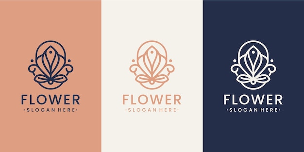 Flowers monoline luxurious logo design inspiration