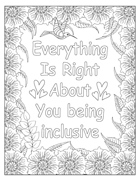 Flowers motivational coloring frame design