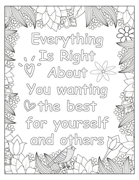 Flowers motivational coloring frame design