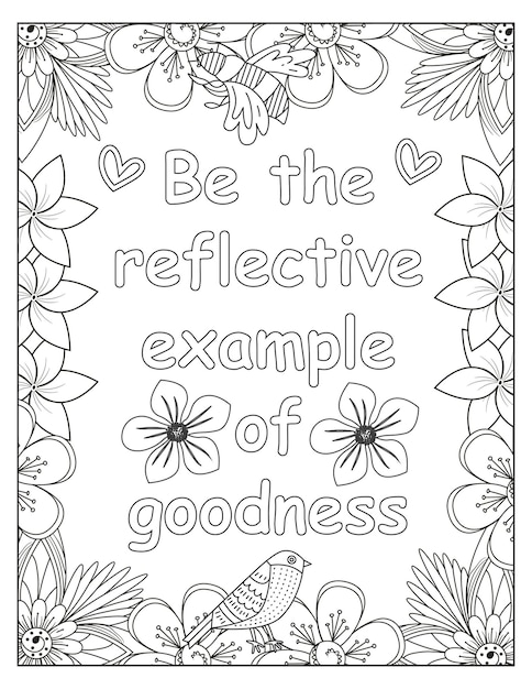 Flowers motivational coloring frame design