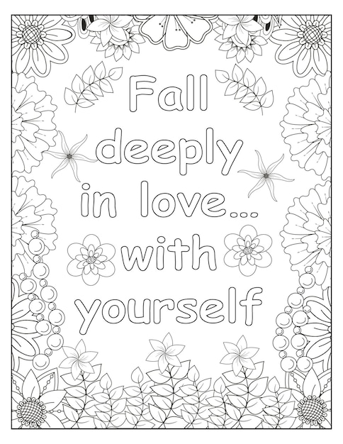 Flowers motivational coloring frame design