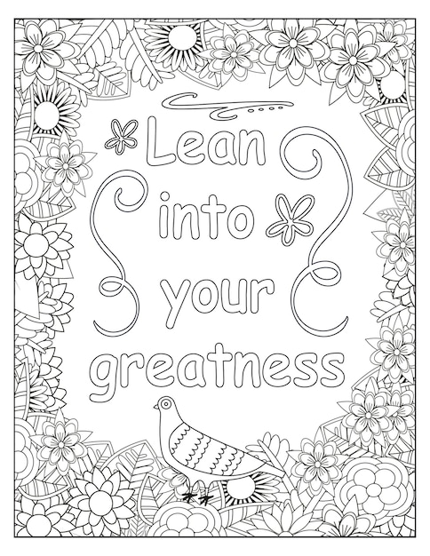 Flowers motivational coloring frame design