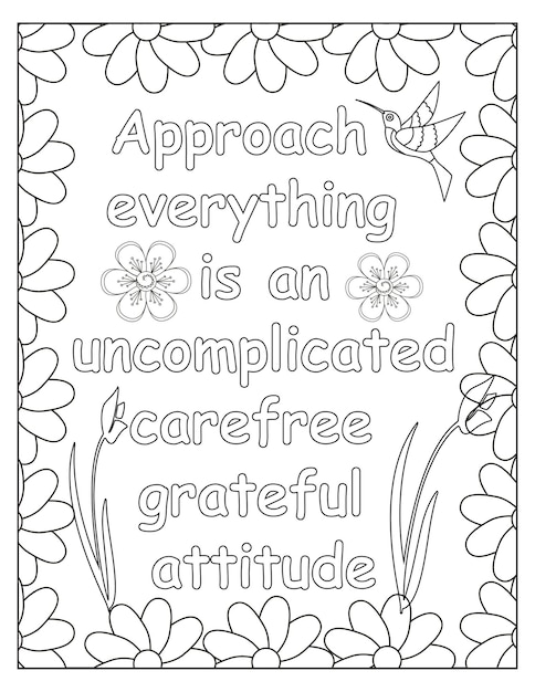 Flowers motivational coloring frame design