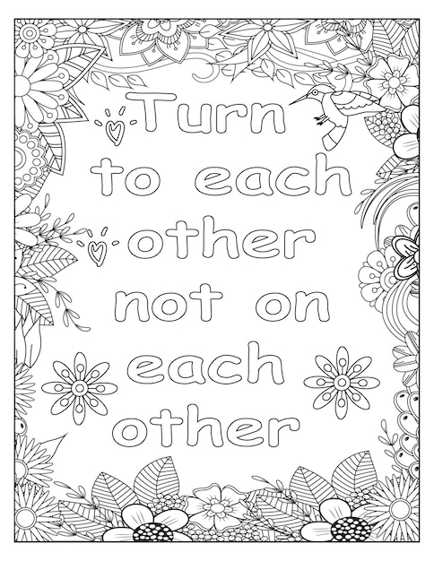 Flowers motivational coloring frame design