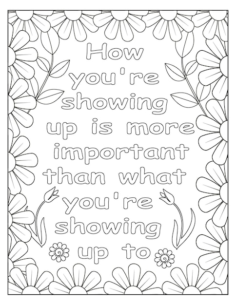 Flowers motivational coloring frame design