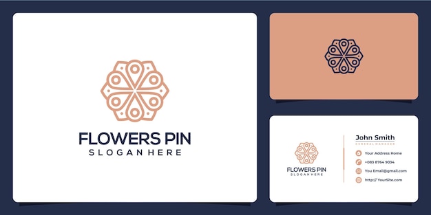 Flowers pin location logo design and business card