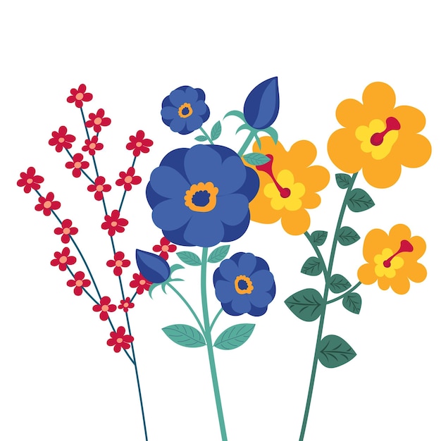 Flowers plants flat design isolated vector