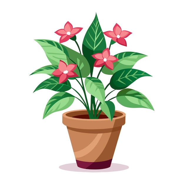 Flowers in pot houseplant vector illustration