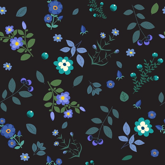 Flowers seamless background in flat design vector