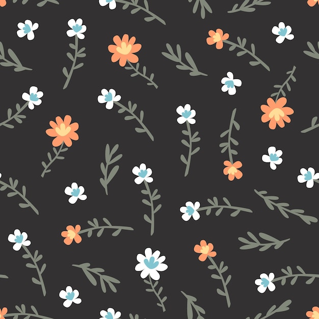 Flowers seamless pattern Modern vector flat illustration