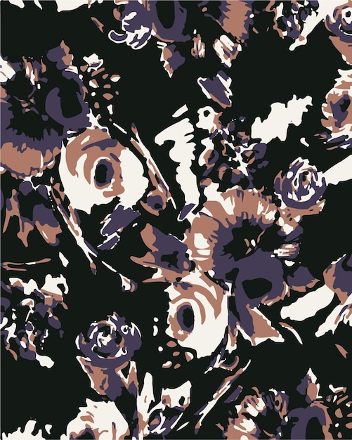 Vector flowers seamless pattern vector illustration abstract flowers floral vector with leaves