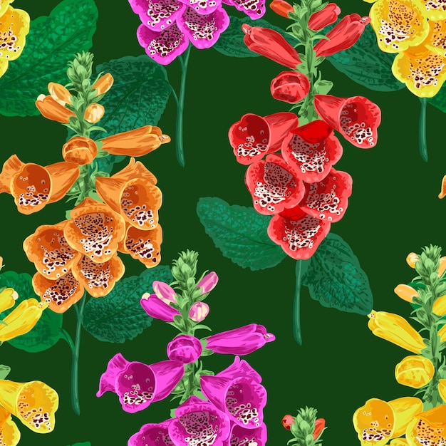 Flowers Seamless Pattern with Tiger Lily Flower