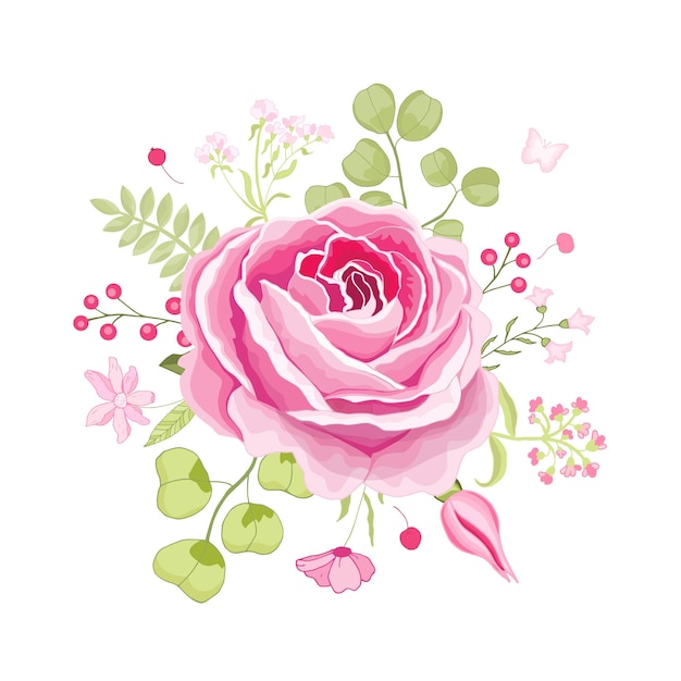 Flowers set The rose elegant card Vector illustration