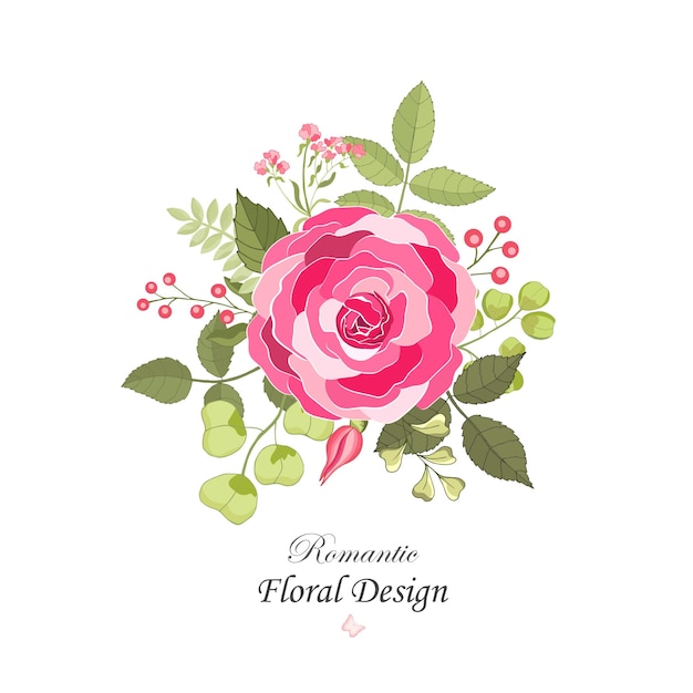 Flowers set The rose elegant card Vector illustration