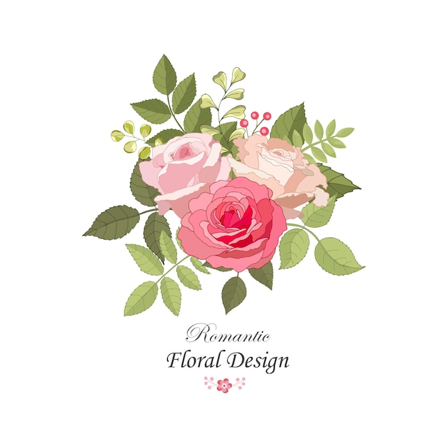 Flowers set The rose elegant card Vector illustration