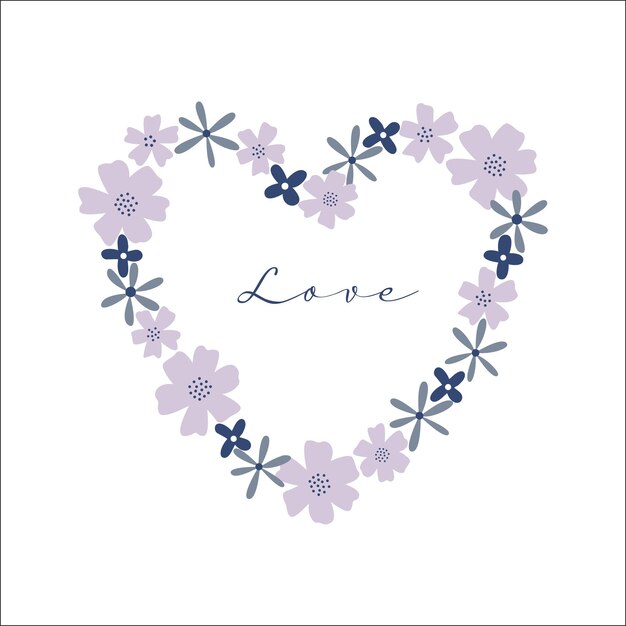 Vector flowers shaping hearts romantic frame vectors