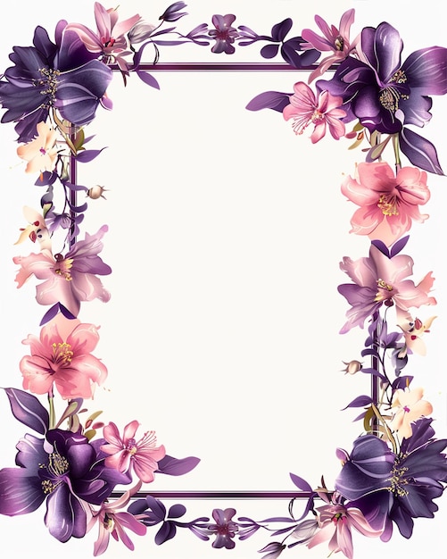 Flowers on the Side of Purple and Pink Frame