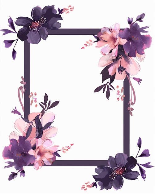 Flowers on the Side of Purple and Pink Frame