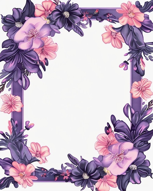 Flowers on the Side of Purple and Pink Frame