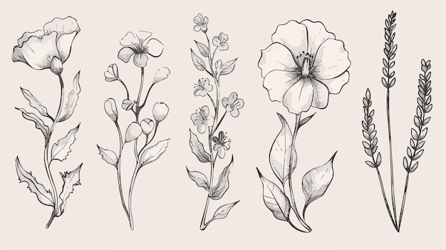 flowers in the style of engraving