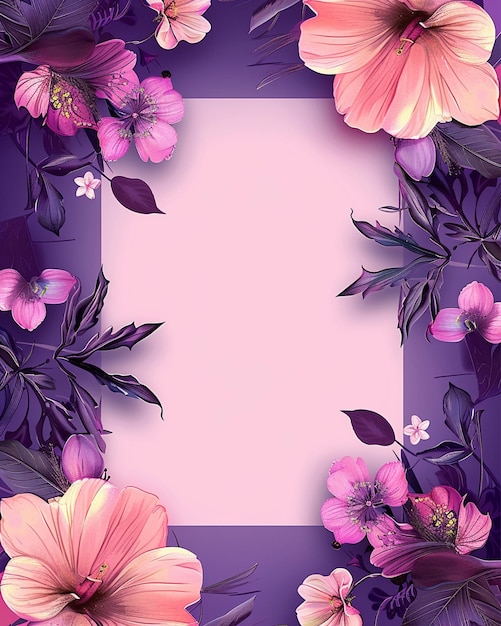 Flowers in Style on Purple and Pink Photo Frame