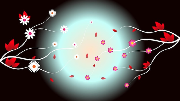 Vector flowers that bloom at night represent the moon