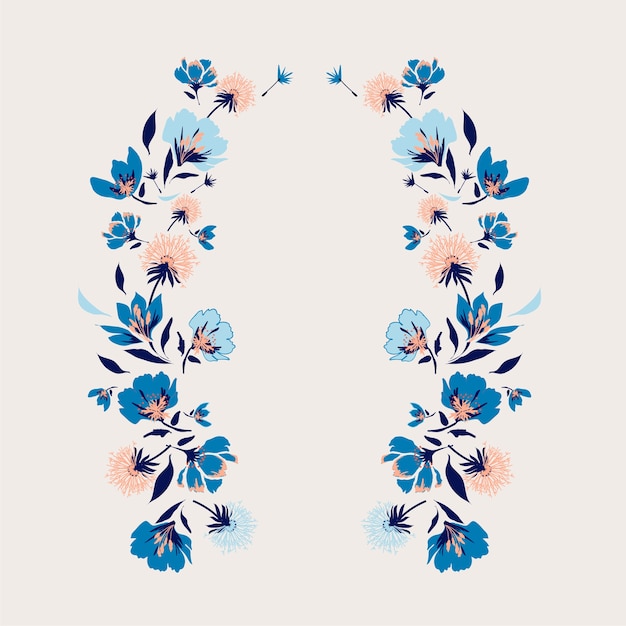 Flowers wallpaper mirror composition vector